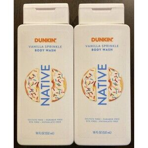 Native DUNKIN VANILLA SPRINKLE Body Wash‎ 18oz LIMITED EDITION Lot Of 2 New
